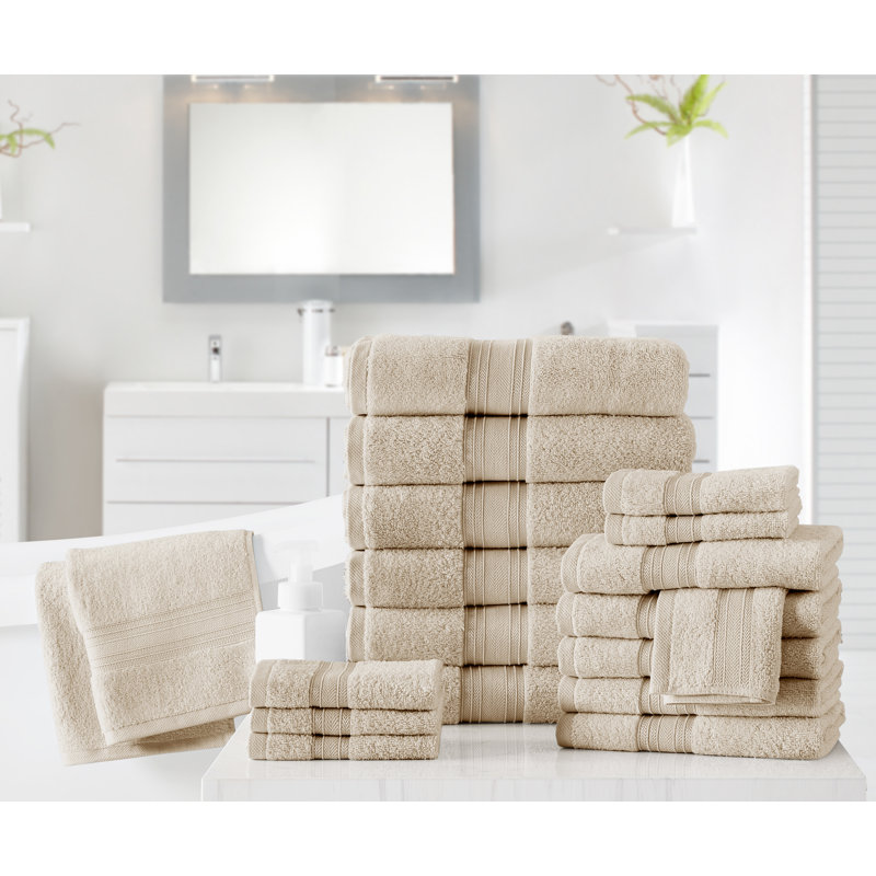 Ensemble de 18 serviettes en coton 18 pièces, Bouleau