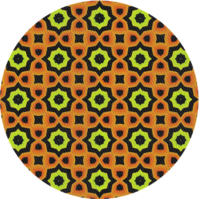 Tapis orange / jaune Power Loom, Rond 6 pi