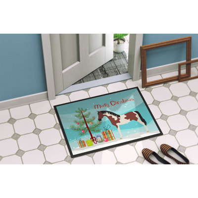 Tapis de noël anti-dérapant pour l’extérieur cheval de noël Pinto
