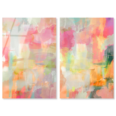 Salt and Berries Duo Acrylic Print Sunset Pink Wall Decor Set by Art Remedy, Ready to Hang, 36 x 54