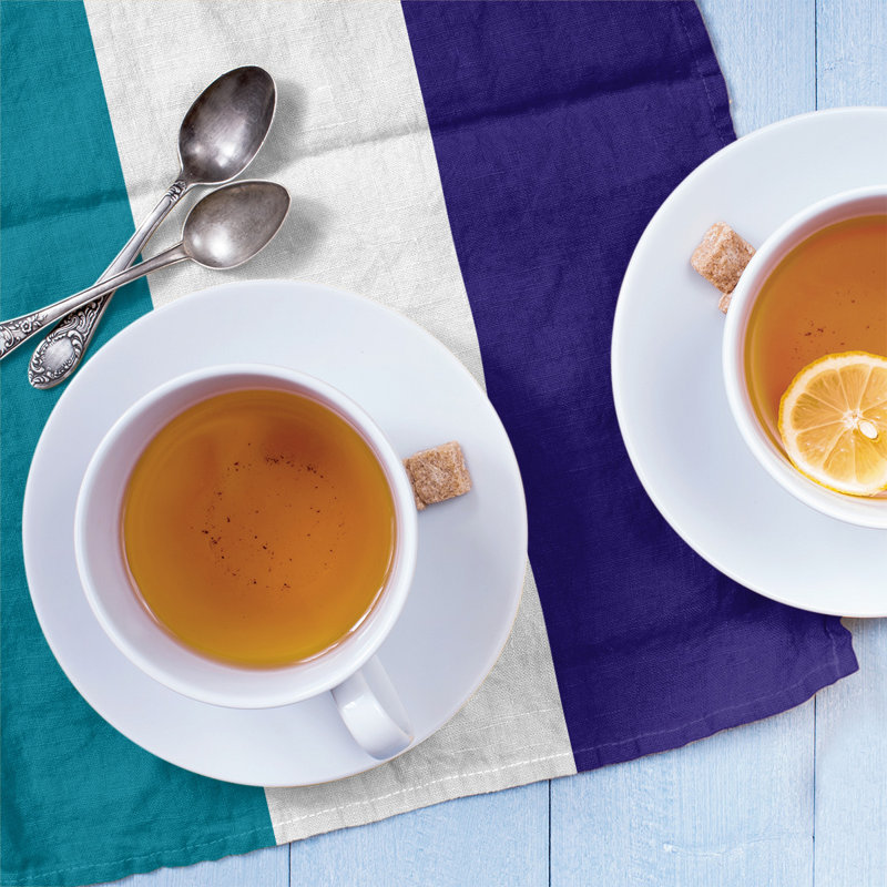 Stripe Tea Towel Kitchen Towel, Cotton, Teal/White/Dark Purple Basketball