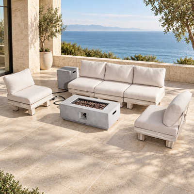 Ensemble de conversation modulaire en aluminium pour 5 personnes avec coussins