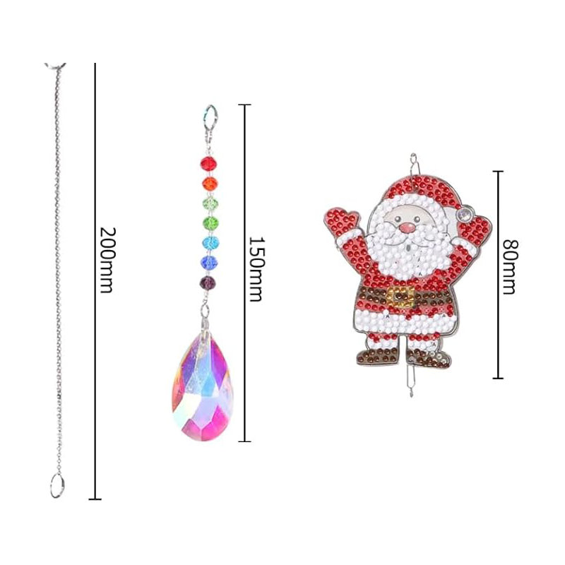 Anestassia  5D DIY Cute Santa Hanging Chime Diamond Painting Kit Crystal Rhinestone Acrylic Decoration Approx 43cm Long