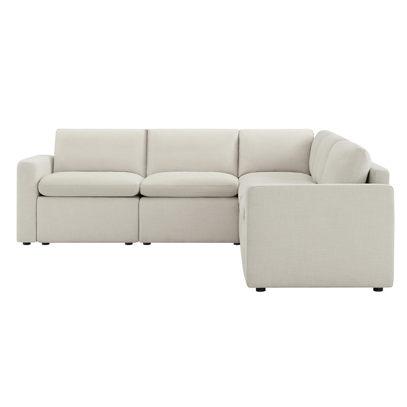 Canapé modulaire inclinable électrique 5 pièces Lana, Beige Linen