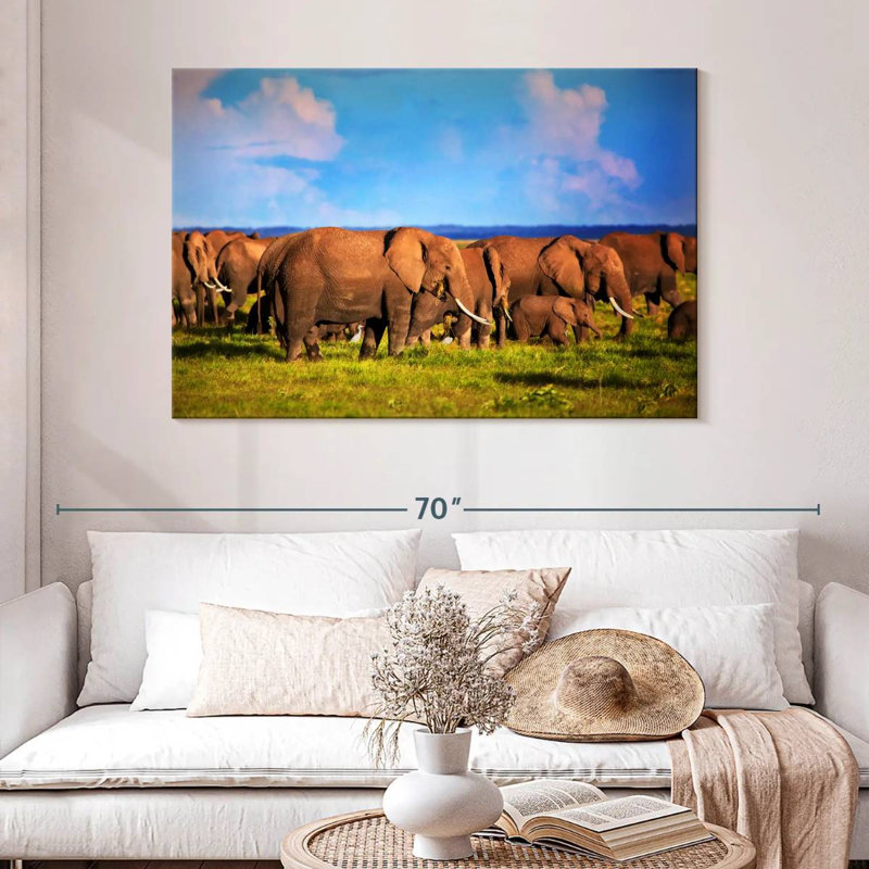 Brampt Calm Morning Elephants, 32" H x 48" W