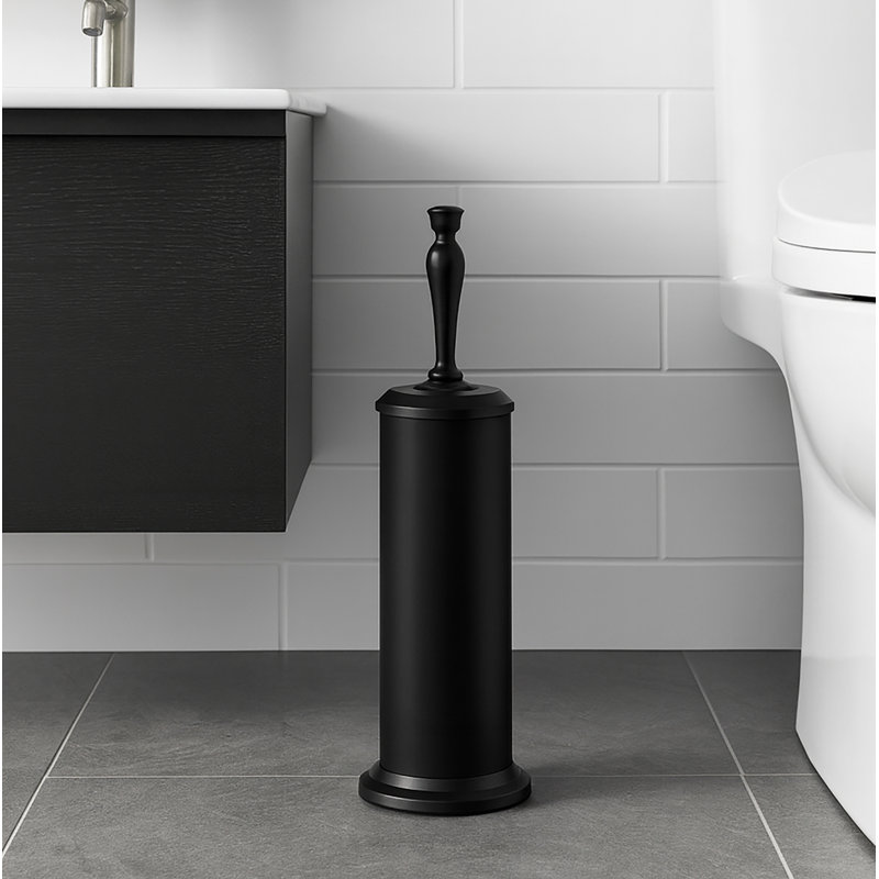 Ensemble de brosses de toilette 16 po de haut noir avec support