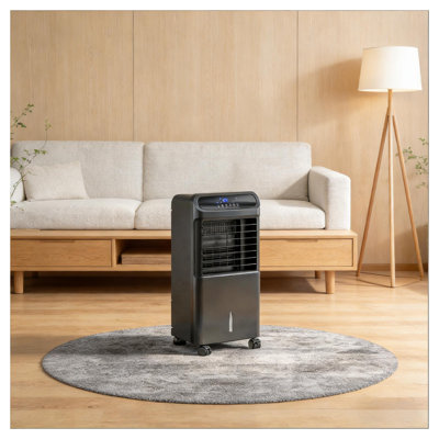 Refroidisseur par évaporation portable noir 3-en-1 avec chambre à glace, oscillation à 60 ° et minuterie 12H - Ventilateur d'humidificateur pour pièce intérieure
