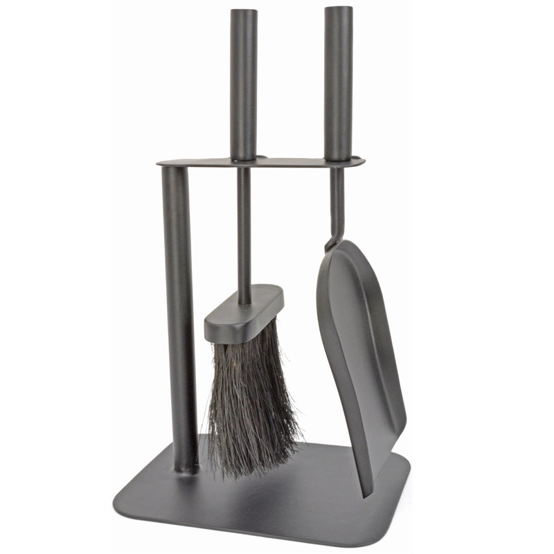 Steel Fireplace Tool Set, Black