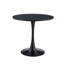 Ensemble de salle à manger rond moderne 3 pièces, table à piédestal noir et chaises capitonnées-1663966498