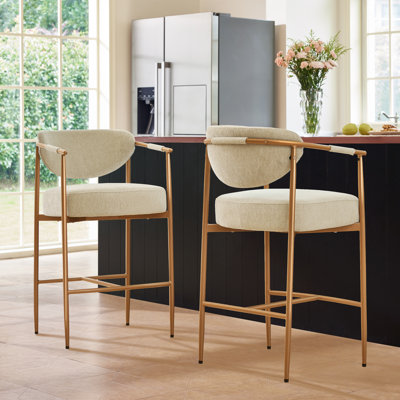 Upholstered Counter Stool with Metal Frame