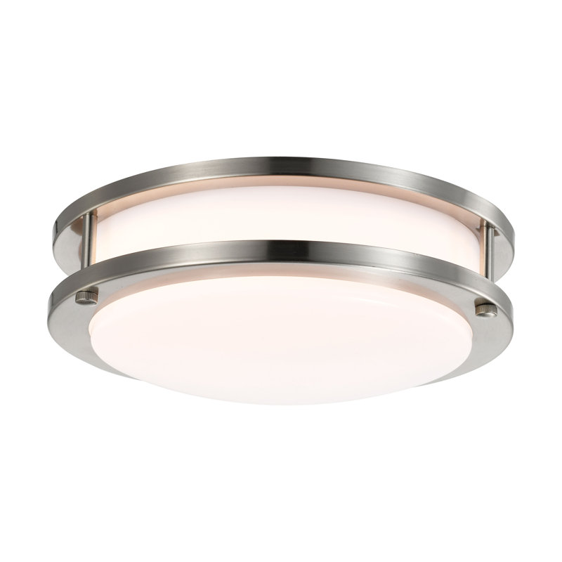 Contemporary 10'' Brushed Nickel LED Flush Mount for Indoor/Outdoor