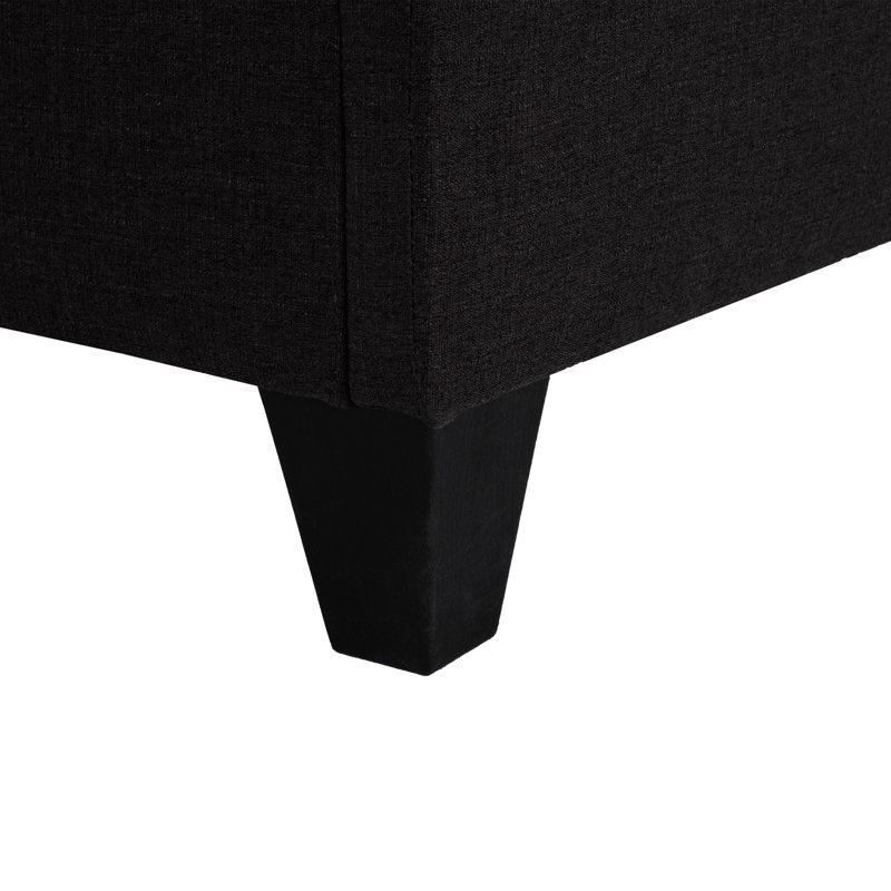 Structure de lit moderne tapissier gris foncé avec structure en bois massif pour structure de chambre à coucher