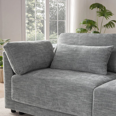 Canapé modulaire de 124 po avec console de rangement et repose-pieds mobile, siège de 33 po de large, canapé en chenille en L de 4 places, canapé confortable réversible avec chargeur USB pour le salon, un appartement