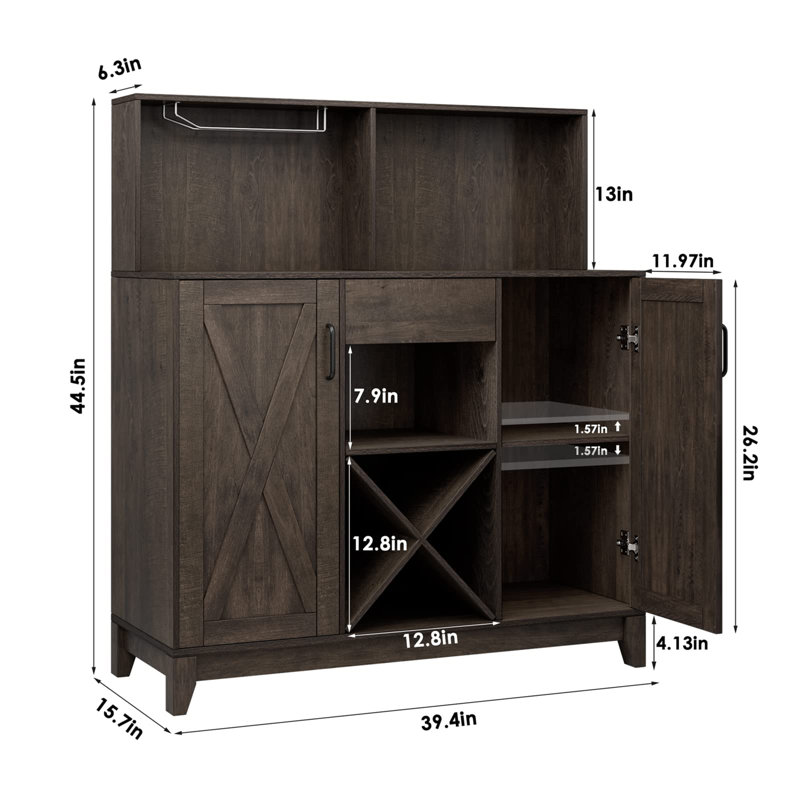 Gracie Oaks Gorbold 39.4'' Wine Bar | Wayfair