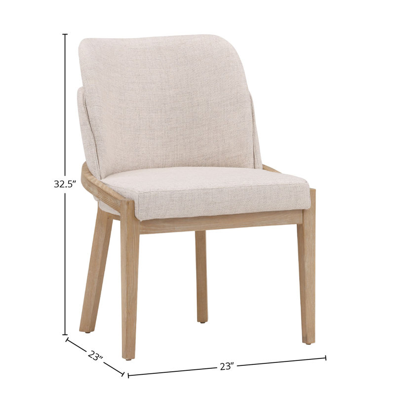 Jacquelyn Elm Upholstered Dining Chair, Off-white, White, Beige