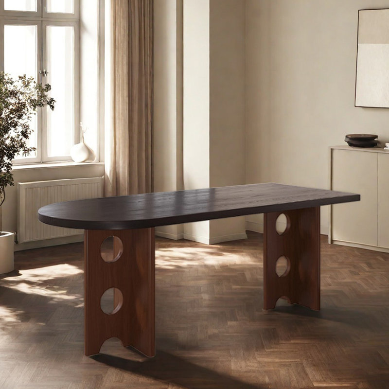 Retro-style creative dining table design, 29.52”H x 55.11”L x 27.55”W