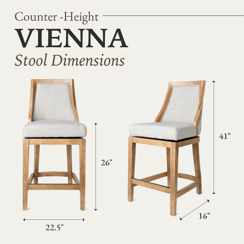 Vienna Weathered Oak Swivel Counter Stool with Sand Upholstery