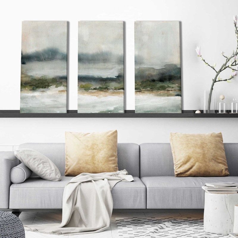 «Margarito Textured Rain I» par Carol Robinson - impression sur toile tendue 3 pièces