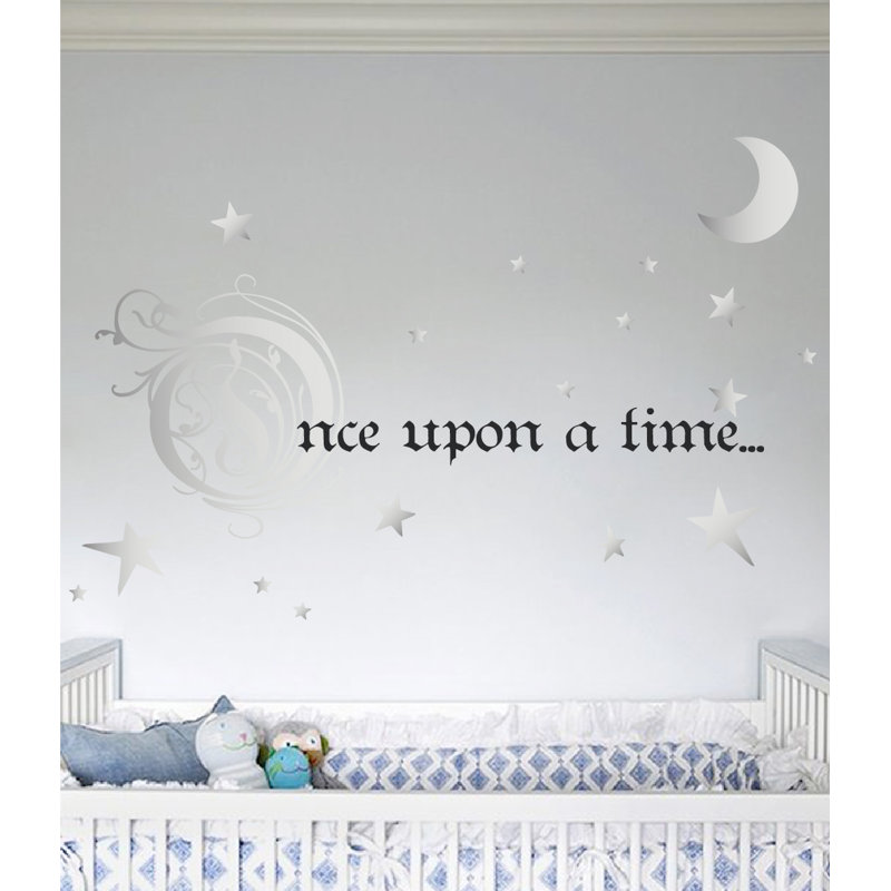 Décalcomanie murale une fois sur un temps, H 31 po x l 66 po x P 0,01 po, Argent/Noir