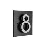 Floating Stand-Off 1-Number Horizontal Sign, Black /W/ Silver Modern Font Number