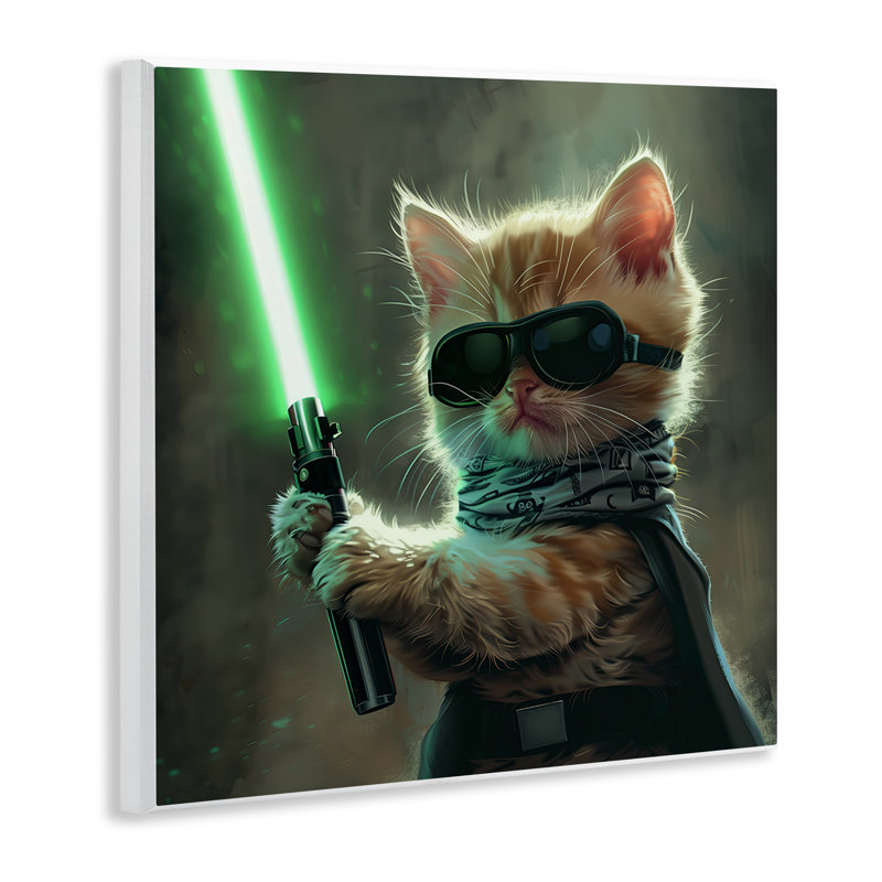  Sci-Fi Kitten with Saber Wall Plaque Art by Jim Baldwin