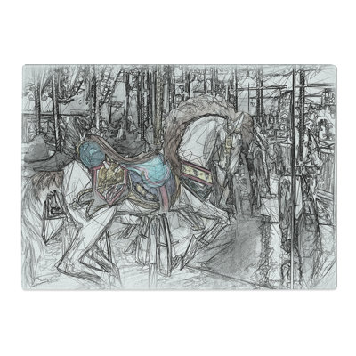 Tempered Glass Carousel Horse Chopping Board