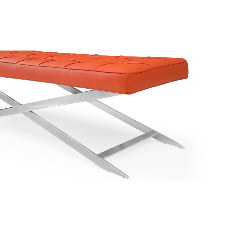 Banc de style révolutionnaire avec base en forme de X, Orange, Argent argent