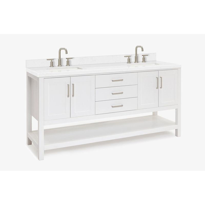 ARIEL Moille 72 Double Bathroom Vanity with Top, Rectangular, White