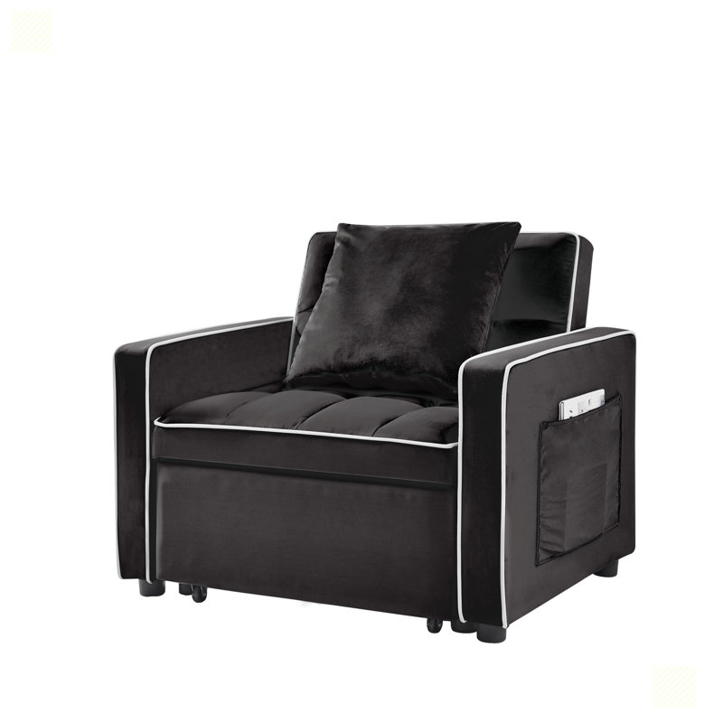 Fauteuil inclinable rembourré Neiswander, Velours noir