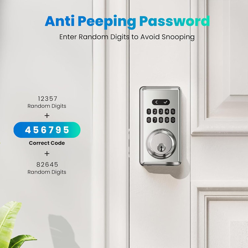 Verrouillage de porte sans clé, pêne dormant à clavier électronique pour la porte d'entrée, serrures intelligentes avec code numérique à 6 chiffres, verrouillage automatique, mot de passe anti-intrusion, installation facile