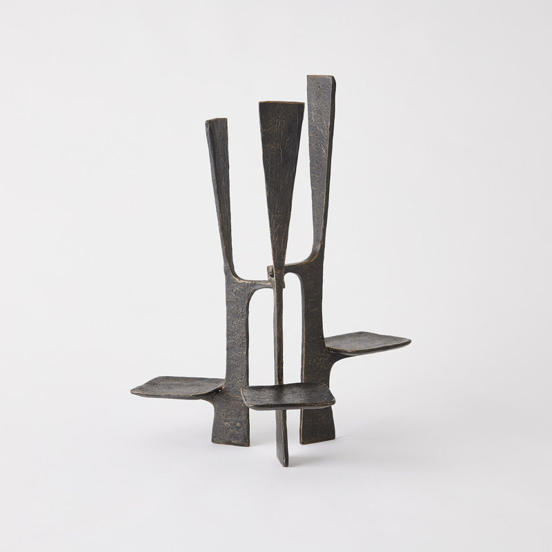 17'' H Metal Tabletop Pillar, Black;Brown