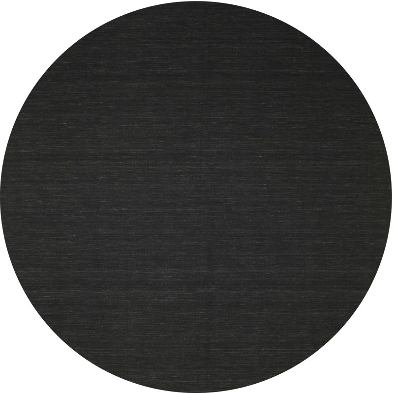 Tapis de zone noire contemporaine, Rond 3 pi