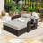 PE Rattan Double Chaise Lounge with Adjustable Backrest, Footrest and Comfortable Cushion-965410284-965410283