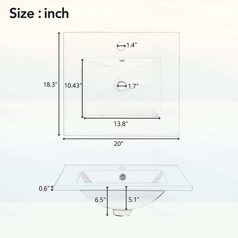 Meuble-lavabo de 20 pouces avec lavabo en céramique, porte à fermeture douce, tablette réglable et support de rangement fixé à la porte - idéal pour les petites salles de bain