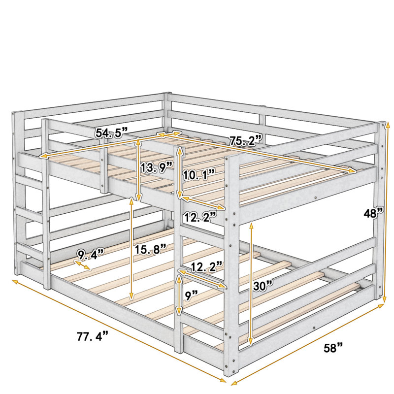 Esila Kids Full Over Full Bunk Bed, Gray