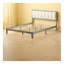 Structure de lit plateforme tapissier avec lattes en bois, grand lit, tissu beige et gris