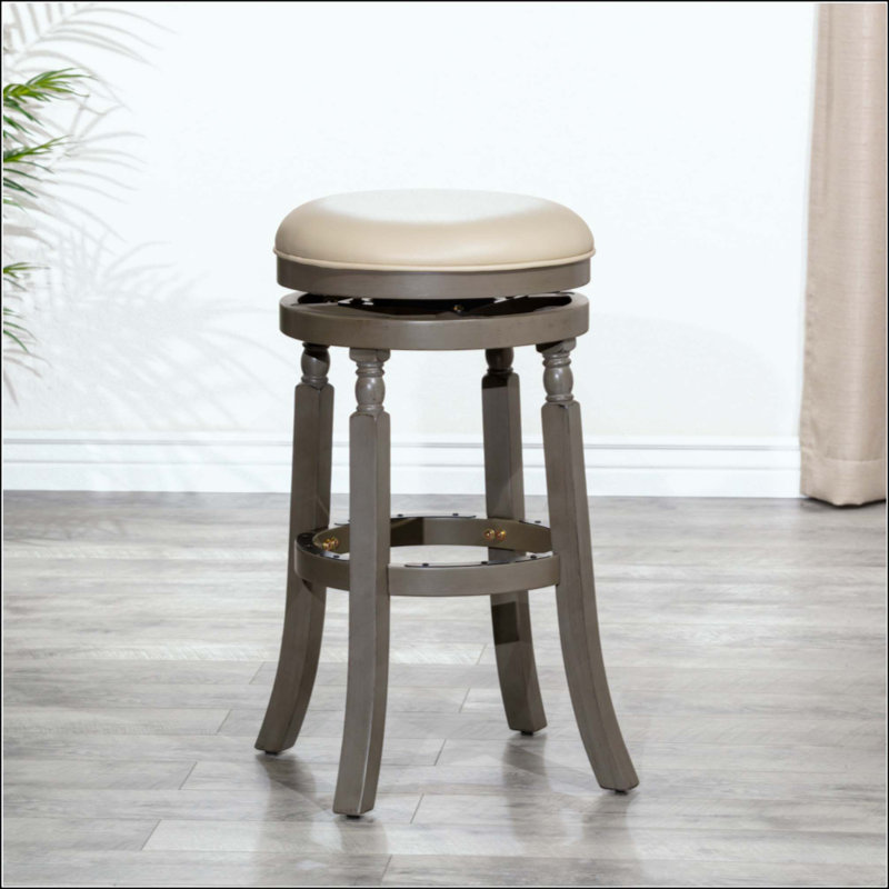 Tabouret de bar et cuir français, design traditionnel et moderne, pivotant et durable, Crème