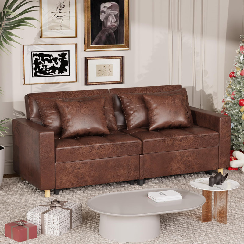 Anishka 2 Seater Faux Leather Sofa Bed