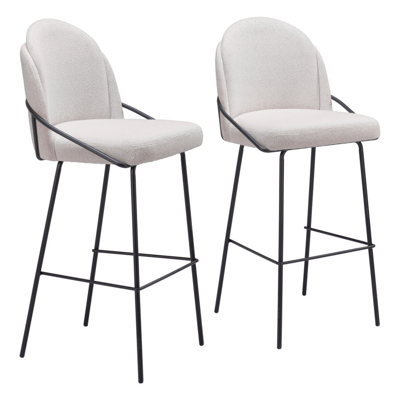 Aleashia Upholstered Counter Stool, White, Bar Stool (30.3" Seat Height)