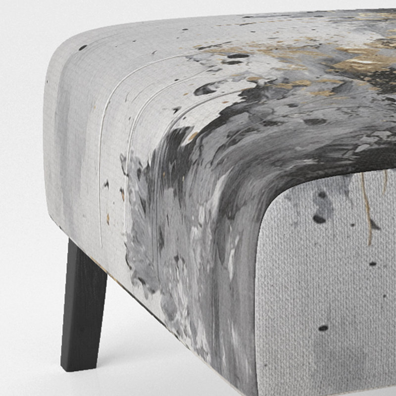 Bliss Minimal Abstract Gold And Black II - Upholstered Abstract Slipper Chair
