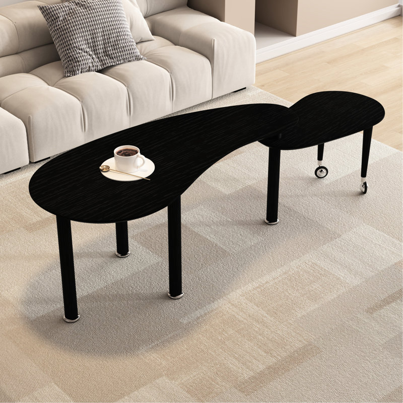 Table rotative avec plateau en placage de grain de bois, quatre options de couleurs, idéale pour la rotation du café à domicile sur 360 degrés, placage de chêne naturel, bord lisse