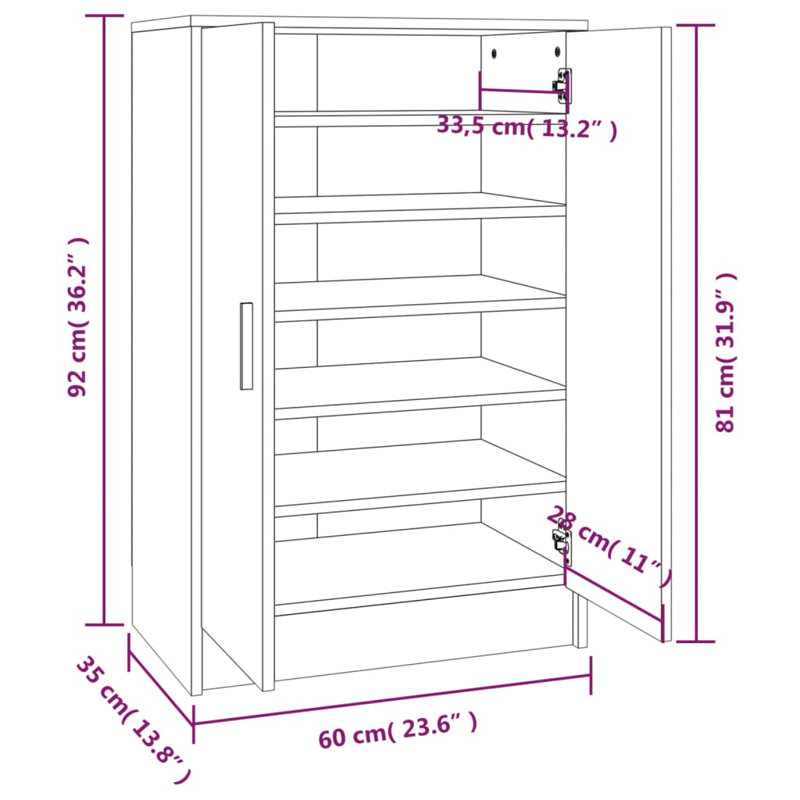 Shoe Storage Cabinet, Smoked Oak