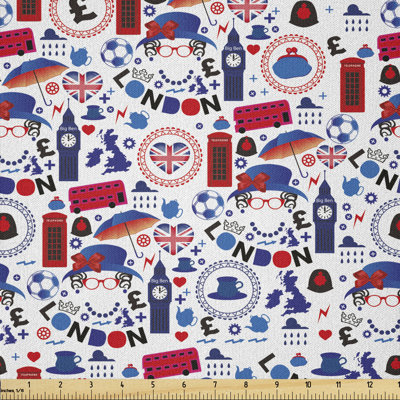 Darryus London Queen Elizabeth Umbrella Tea Party Map Travel Multi-Purpose Fabric