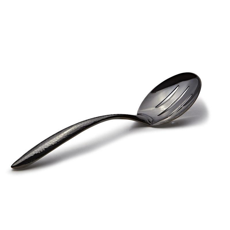 Stainless Steel Serving Spoon, Hammered Finish Black