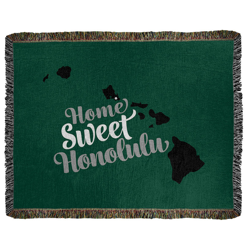 Hand Woven Throw Blanket, 50" W x 60" L, Green/Silver