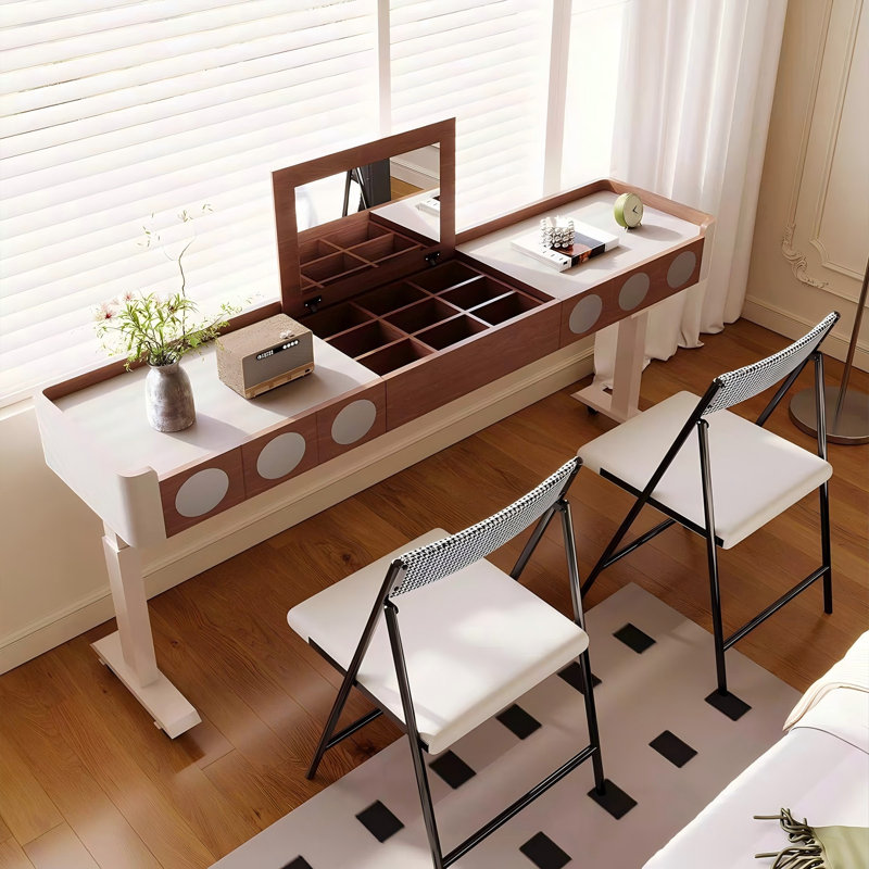 Bureau au-dessus de lit réglable en hauteur en bois massif 92,91 "Beige, 29.13" H x 92.91" W x 15.35" D
