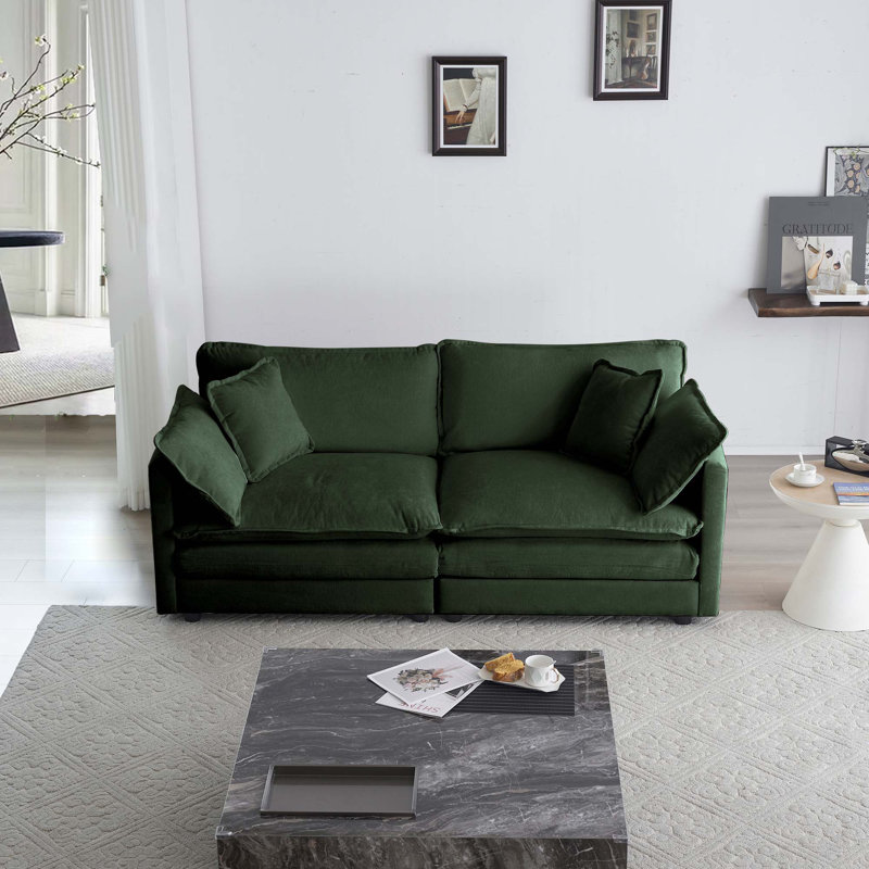 Canapé 2 places avec 4 coussins, Vert
