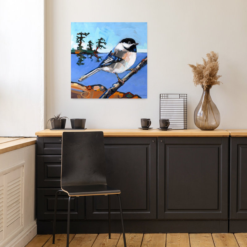 Tempête, oiseau contemporain, art animalier, H 18 po x l 18 po