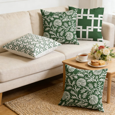Ensemble de 4 taies décoratives Green Leaf