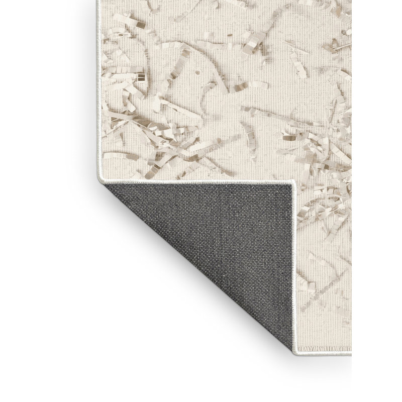 Soft Plush Farr New Years Modern & Contemporary Abstract Area Rug in Beige – White Binding, 8x10